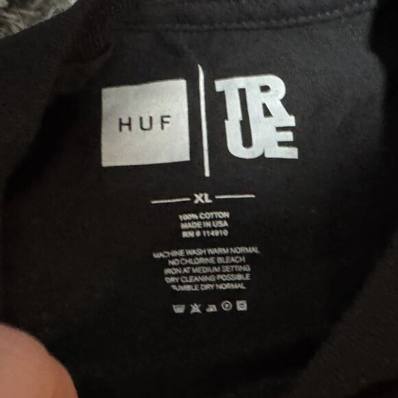 Size XL Huf Mens Black Crew Neck Everyday Comfort Graphic Print T-Shirt - Picture 4 of 4